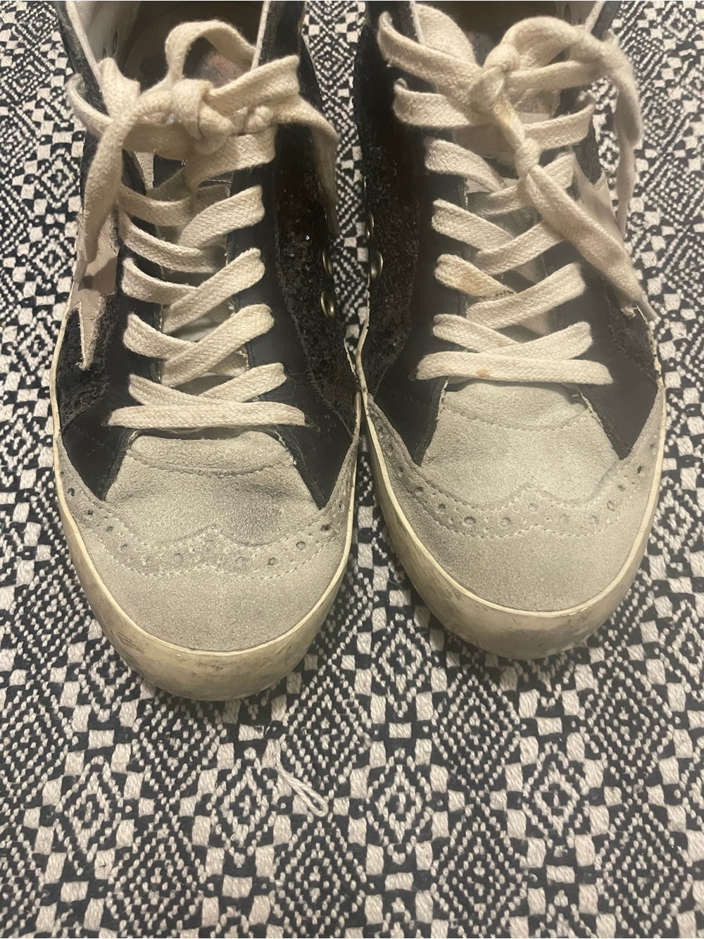 Golden Goose High-Top Sneakers in Black and Cream - Picture 9 of 10